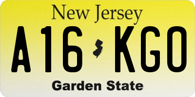 NJ license plate A16KGO