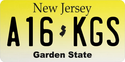 NJ license plate A16KGS