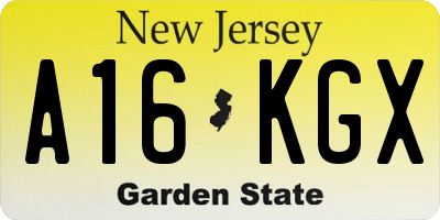 NJ license plate A16KGX