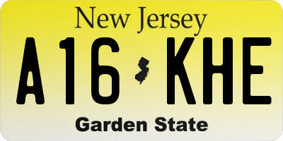 NJ license plate A16KHE
