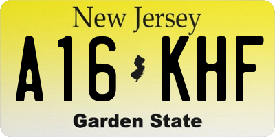 NJ license plate A16KHF