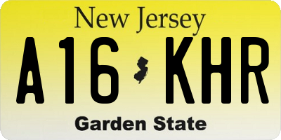 NJ license plate A16KHR