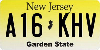 NJ license plate A16KHV