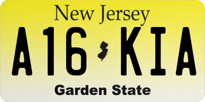 NJ license plate A16KIA