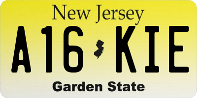 NJ license plate A16KIE