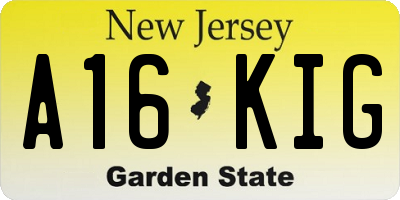 NJ license plate A16KIG