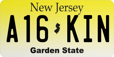 NJ license plate A16KIN