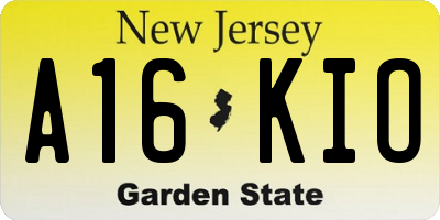 NJ license plate A16KIO