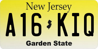 NJ license plate A16KIQ