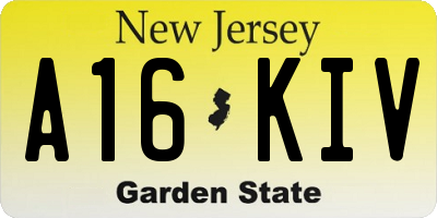 NJ license plate A16KIV