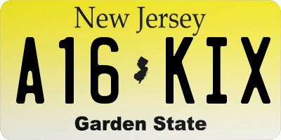 NJ license plate A16KIX
