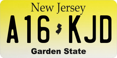NJ license plate A16KJD