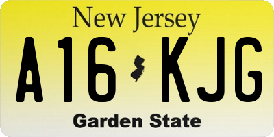 NJ license plate A16KJG