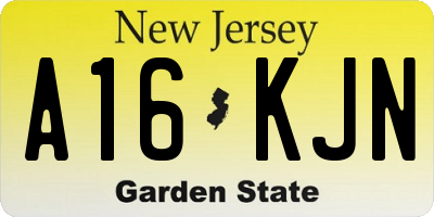 NJ license plate A16KJN