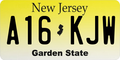 NJ license plate A16KJW