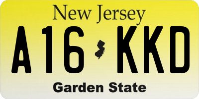 NJ license plate A16KKD