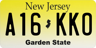 NJ license plate A16KKO