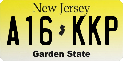 NJ license plate A16KKP