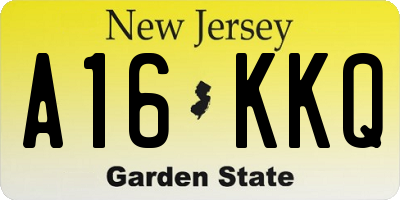 NJ license plate A16KKQ