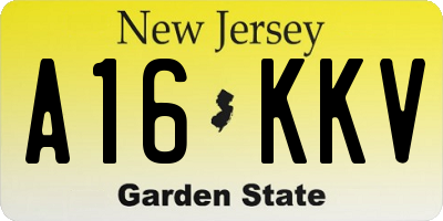 NJ license plate A16KKV