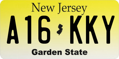 NJ license plate A16KKY