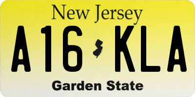 NJ license plate A16KLA