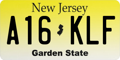 NJ license plate A16KLF