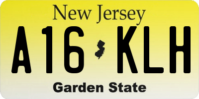 NJ license plate A16KLH