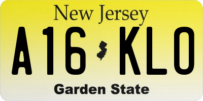 NJ license plate A16KLO