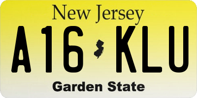 NJ license plate A16KLU