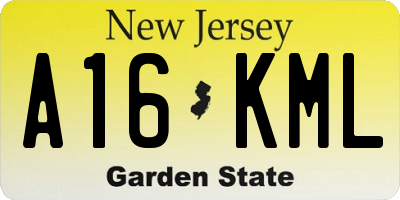 NJ license plate A16KML