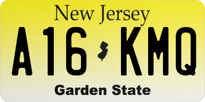 NJ license plate A16KMQ