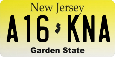 NJ license plate A16KNA