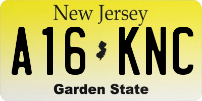 NJ license plate A16KNC