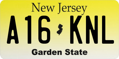 NJ license plate A16KNL
