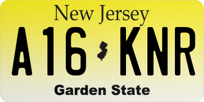 NJ license plate A16KNR