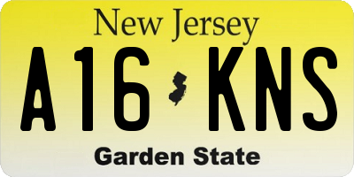 NJ license plate A16KNS