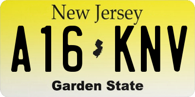 NJ license plate A16KNV