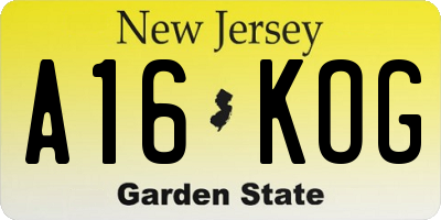 NJ license plate A16KOG
