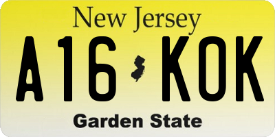 NJ license plate A16KOK