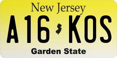 NJ license plate A16KOS
