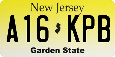 NJ license plate A16KPB