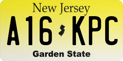 NJ license plate A16KPC