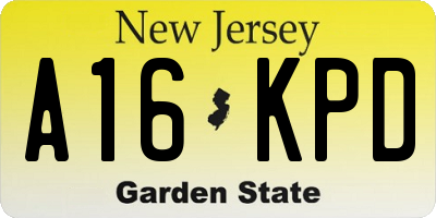 NJ license plate A16KPD