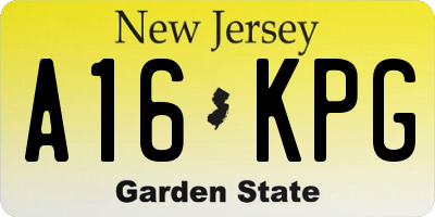NJ license plate A16KPG