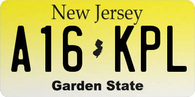 NJ license plate A16KPL