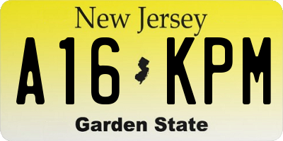 NJ license plate A16KPM
