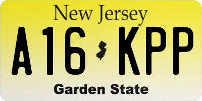 NJ license plate A16KPP