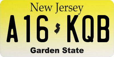 NJ license plate A16KQB