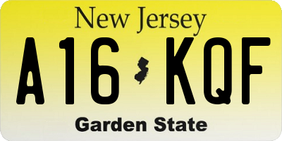 NJ license plate A16KQF